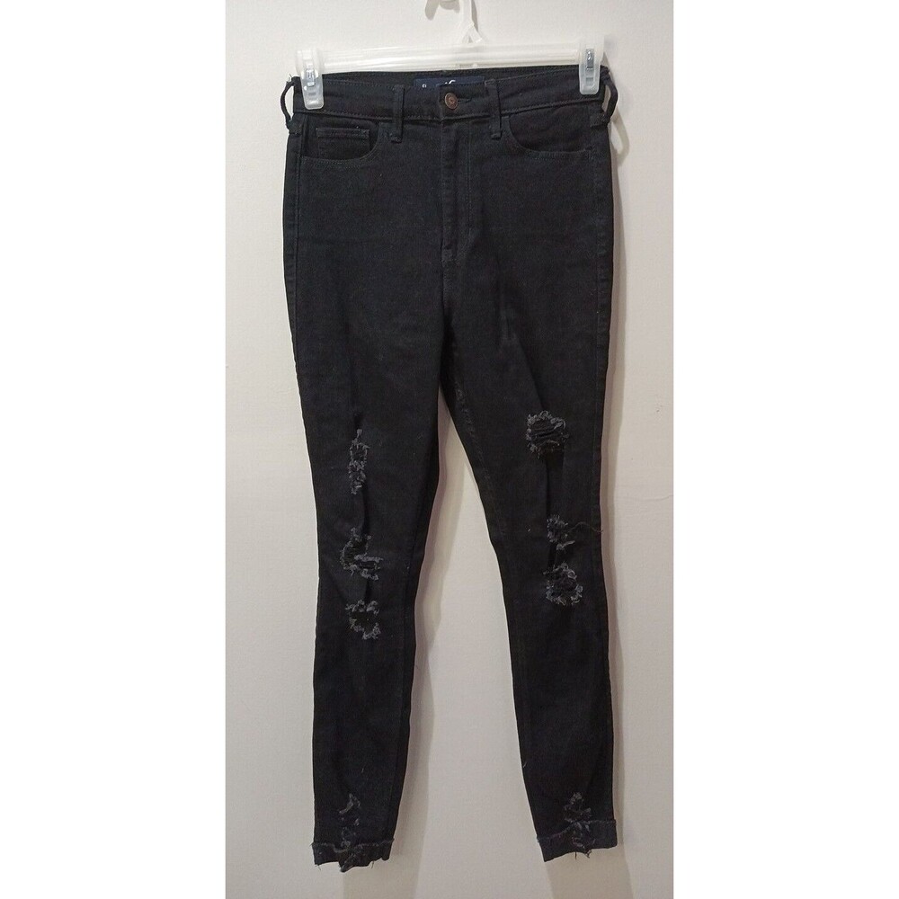 Hollister Black Ripped Curvy Ultra High Rise Super Skinny Stretch 27x32 Pants